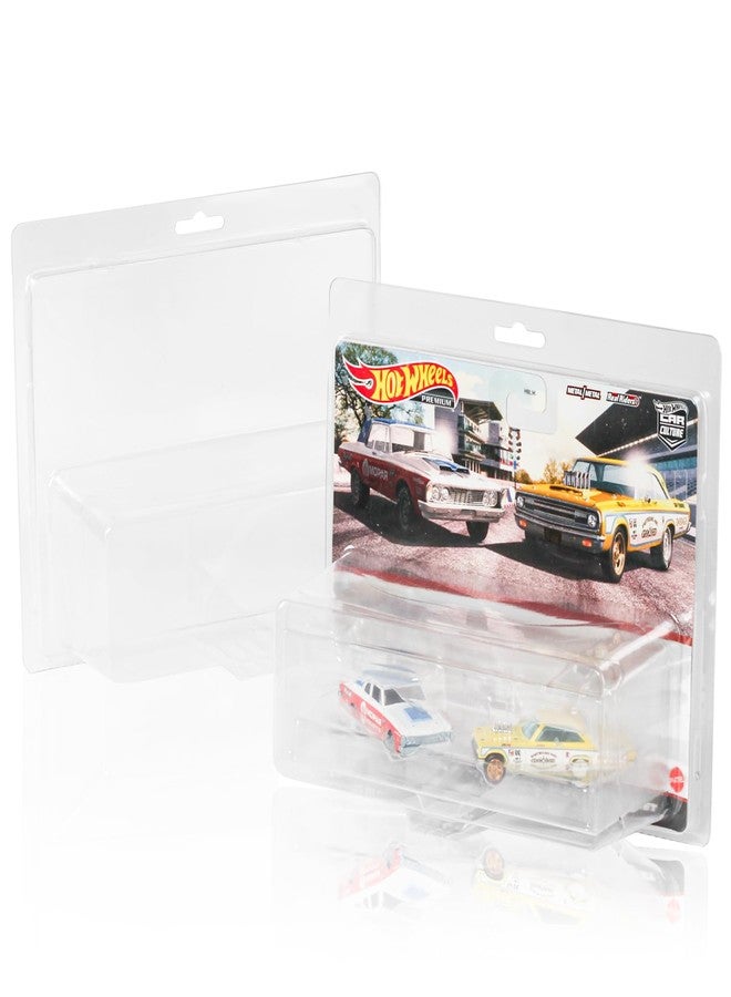 baskiss 10 Pack Clear Protectors Compatible with Hot Wheels Premium 2-Pack - 0.75mm Ultra Thick PET Clamshell Display Cases & Storage Blister Protective Covers, Not Compatible with HW Team Transport Series - Image 1
